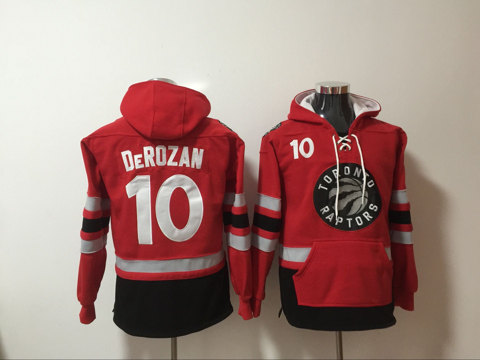 NBA Men Toronto Raptors 10 Derozan red Sweatshirt